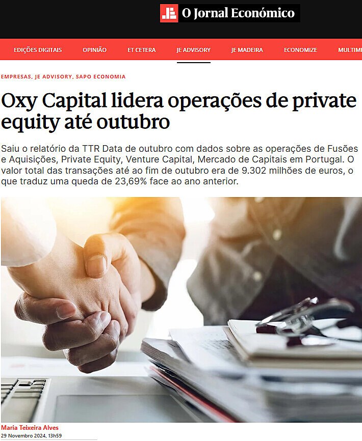 Oxy Capital lidera operaes de private equity at outubro